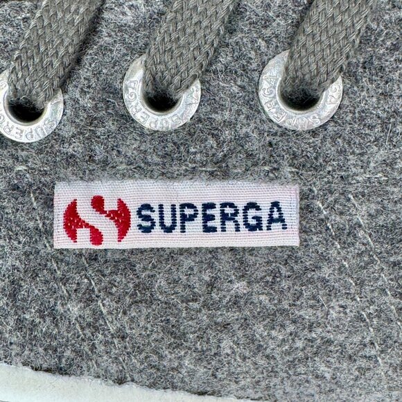 Superga Gray Wool Lace-Up Sneakers Size US 7 - Picture 6 of 10